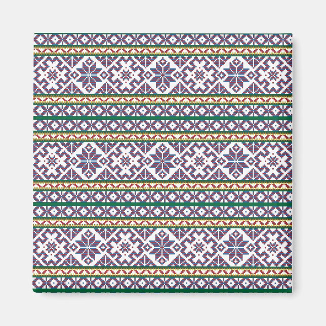 Imán Diseño de arte folclórico multicolor tribal (Frente)