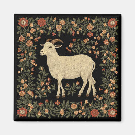 Imán Diseño de arte folclórico y de cabra encantado