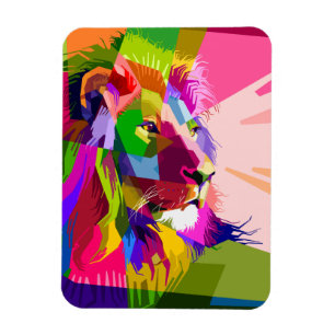 Imán Diseño de arte pop prismático colorido de león