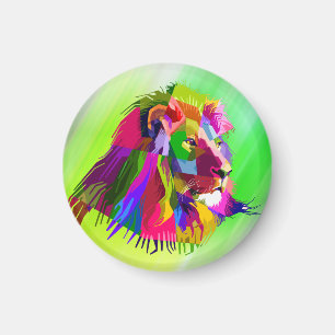 Imán Diseño de arte pop prismático de cabeza de león-62