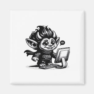 Imán Diseño de Arte Vintage Cyborg Troll de Internet Wh