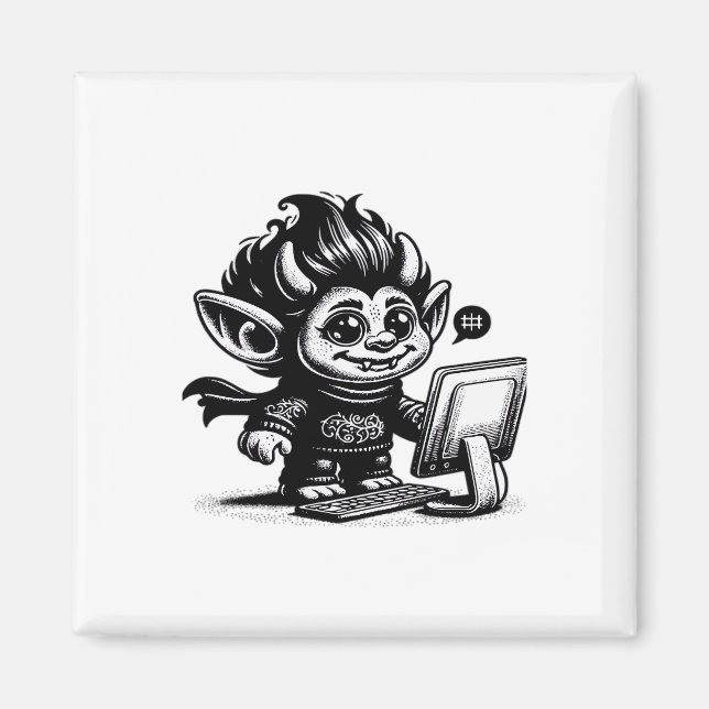 Imán Diseño de arte vintage de ciborg troll de internet