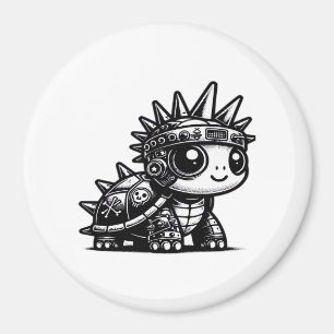 Imán Diseño de Arte Vintage de Tortuga Cyborg Whimsigot