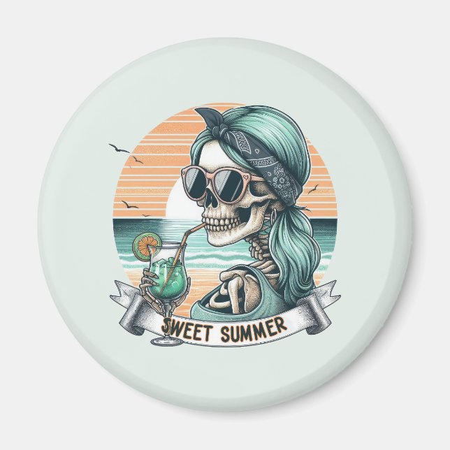 Imán Diseño de atardecer retro de verano dulce (Frente)