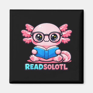 Imán Diseño de axolotl leyendo lindo para todas las eda