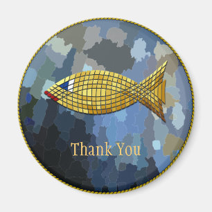 Imán Diseño de baldosas de pez dorado "Gracias"