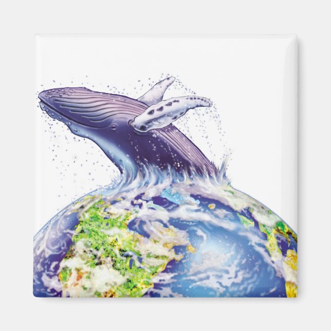 Imán diseño de ballena y tierra (Frente)