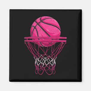 Imán Diseño de baloncesto rosa vintage para mujeres y n