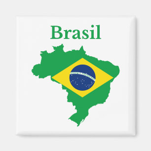 Imán Diseño de bandera de mapa de Brasil