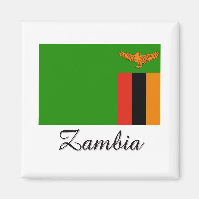 Imán Diseño de bandera de Zambia (Frente)