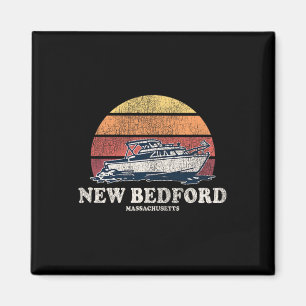 Imán Diseño de barco retro de los 70 de New Bedford Ma 
