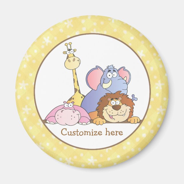 Imán Diseño de bebé de la jungla (Frente)