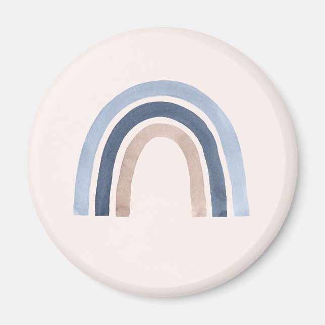 Imán Diseño de boho arcoiris azul y rosa (Frente)