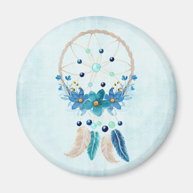 Imán Diseño de Boho estilo Blue Dreamcatcher (Frente)