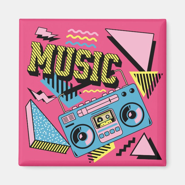 Imán Diseño de boombox de música de estilo retro (Frente)