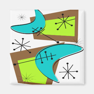 Imán Diseño de boomerang inspirado en la era atómica