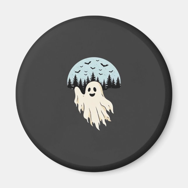 Imán Diseño de bosque de luna de fantasma de Halloween_ (Frente)