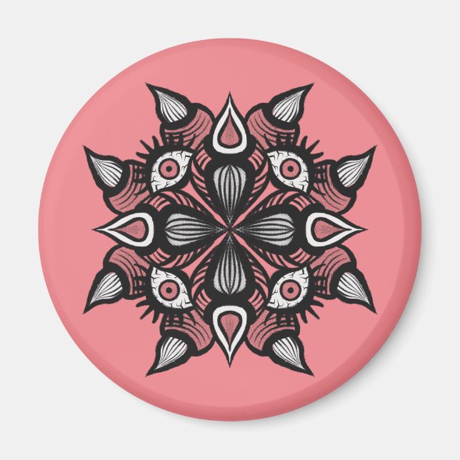Imán Diseño de bruja de Gótico Pastel - Monstruo rosa N (Frente)