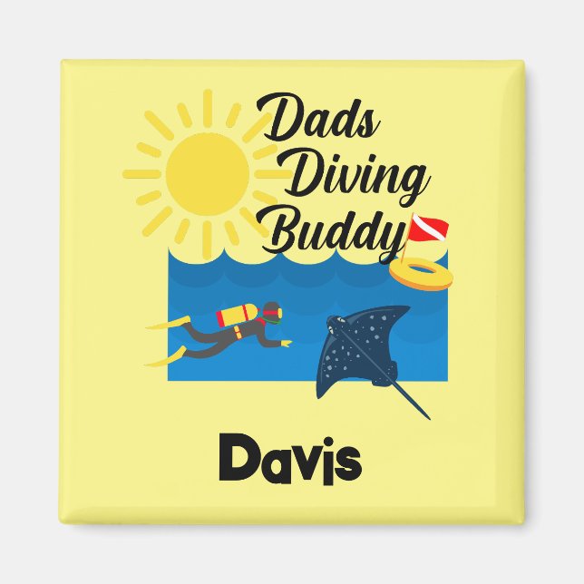 Imán Diseño de Buque de Buceo Dads - Magnet cuadrado (Frente)