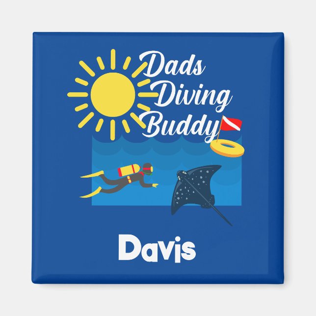 Imán Diseño de Buque de Buceo Dads - Magnet cuadrado (Frente)