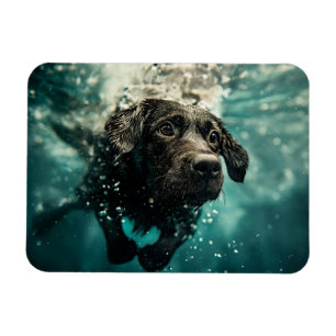 Imán Diseño de cachorro labrador nadando bajo el agua