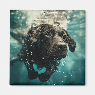 Imán Diseño de cachorro labrador nadando bajo el agua