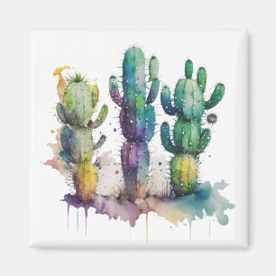 Imán Diseño de cactus con manchas coloridas