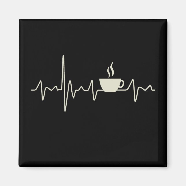 Imán Diseño de café con expreso con latido de corazón (Frente)