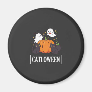 Imán Diseño de calabaza fantasma de gato divertido de C