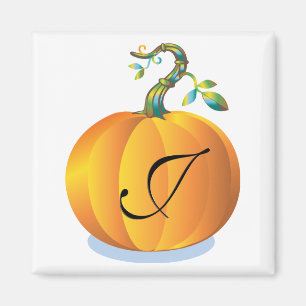 Imán Diseño de calabaza Monograma J
