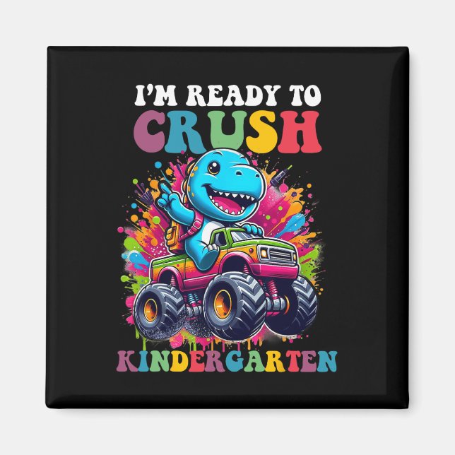 Imán Diseño de camión de dinosaurio de jardín de infant (Frente)