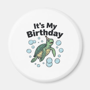 Imán Diseño de camisa de cumpleaños de tortuga marina_1