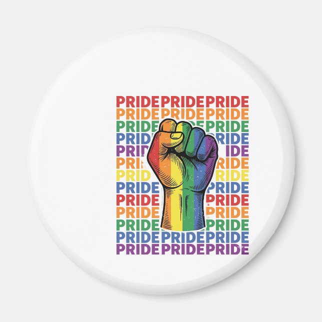 Imán Diseño de camiseta de arcoíris de puño levantado V (Frente)