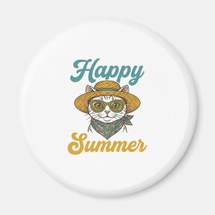 Imán Diseño de camiseta de grabado vintage de gato de v