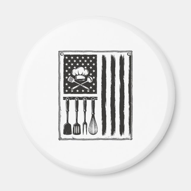 Imán Diseño de camiseta de utensilios de cocina con ban (Frente)