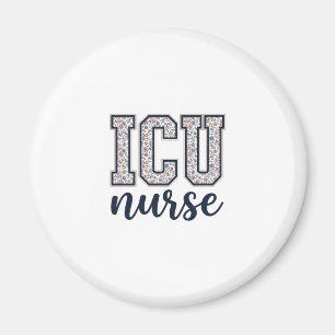 Imán Diseño de camiseta universitaria floral de enferme
