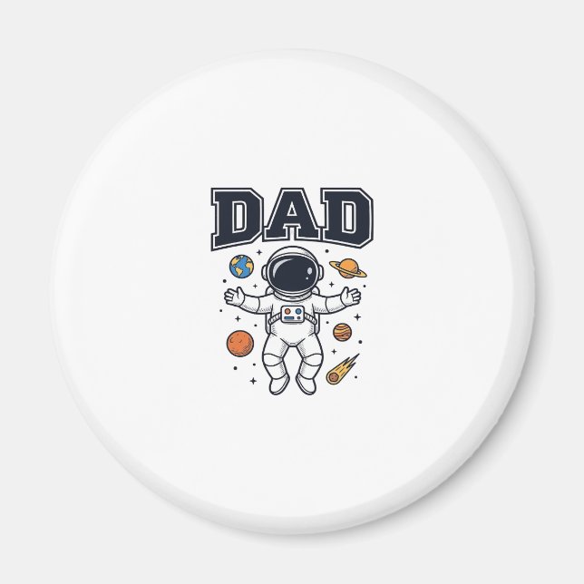 Imán Diseño de camiseta vectorial de astronauta padre_1 (Frente)