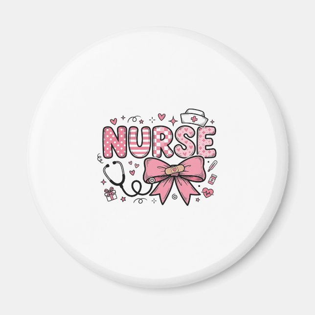 Imán Diseño de camiseta vectorial de enfermera linda co (Frente)