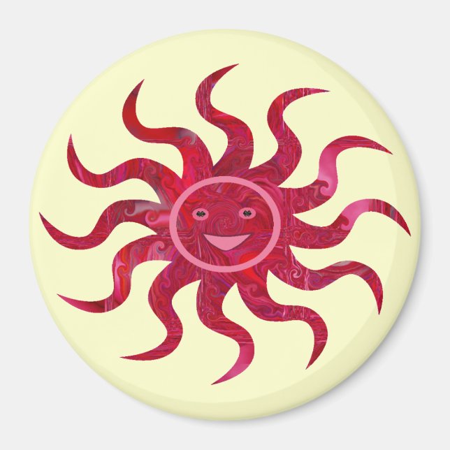 Imán Diseño de cara feliz de sol (Frente)