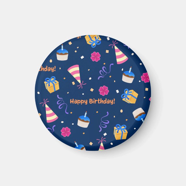 Imán Diseño de celebración de cumpleaños feliz (Frente)