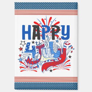 Imán Diseño de Celebración Patriótica del 4 de Julio Fe