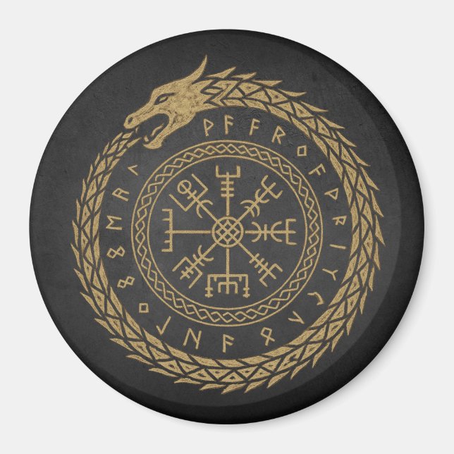 Imán Diseño de Círculo de Runas de Serpiente Nórdica Ve (Frente)