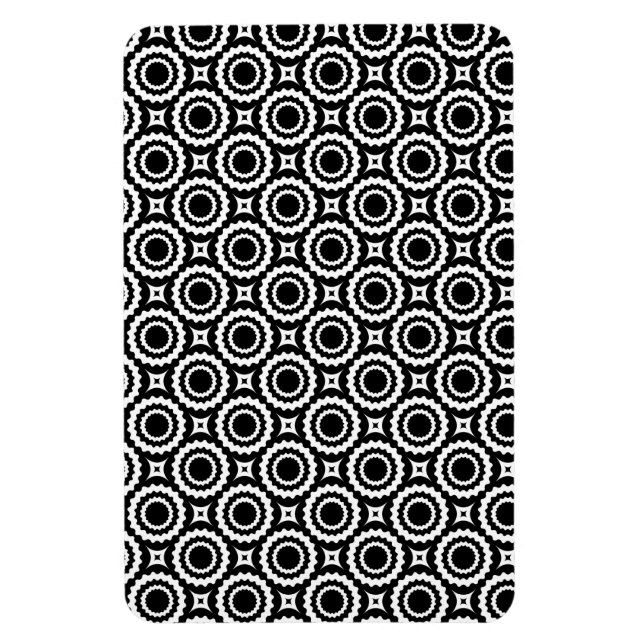 Imán Diseño de círculos de zigzag blanco y negro (Vertical)