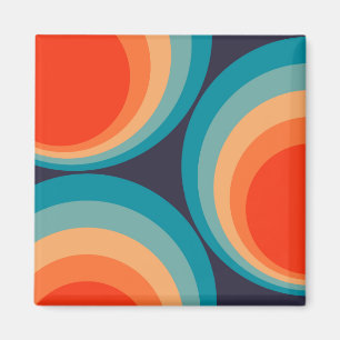 Imán Diseño de círculos retro coloridos