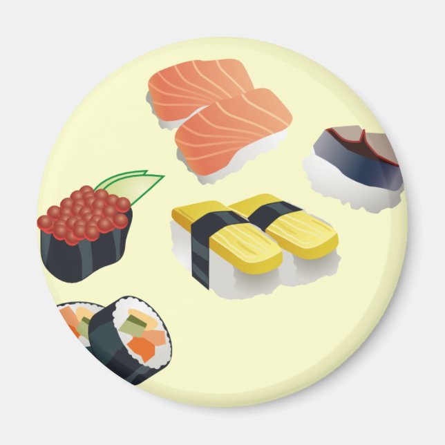 Imán Diseño de conjuntos de sushi (Frente)