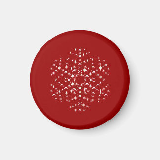 Imán Diseño de copos de nieve en rojo oscuro y blanco.