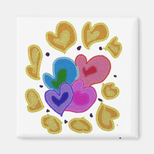 Imán Diseño de corazones coloridos