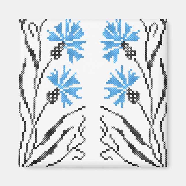 Imán Diseño de costillas de flor azul (Frente)