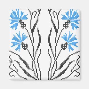 Imán Diseño de costillas de flor azul