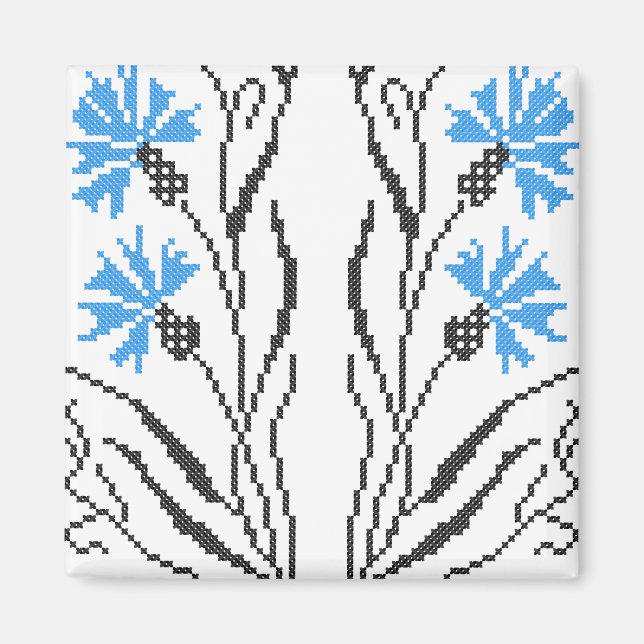 Imán Diseño de costillas de flor azul (Frente)